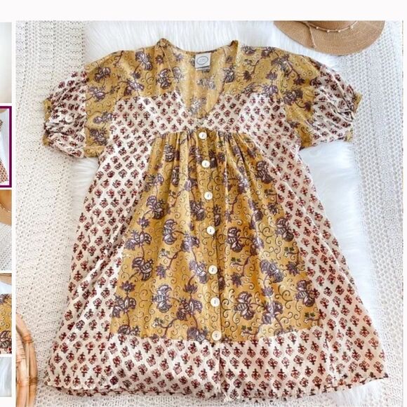 Free People Kinga Csilla Block Lollies Dress Cotton Printed Mini Boho 2 - Picture 4 of 7